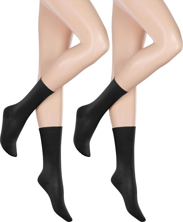 Image du produit Hudson Only Cotton (3 x 2 paires) Chaussettes femmes, couleur 005 noir, taille 35-38 (Une unité par pack, 35 - 38)