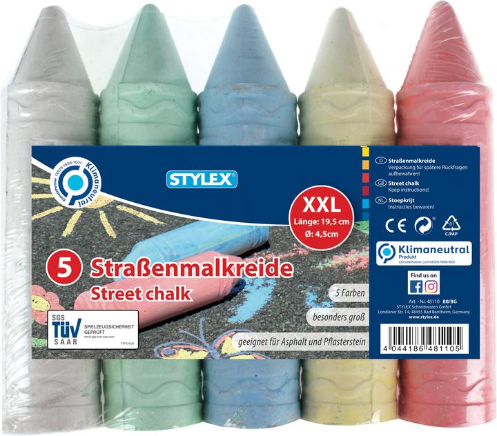 Roost Street chalk XXL (Yellow, Green, Blue, Pink, Grey, 5 x)