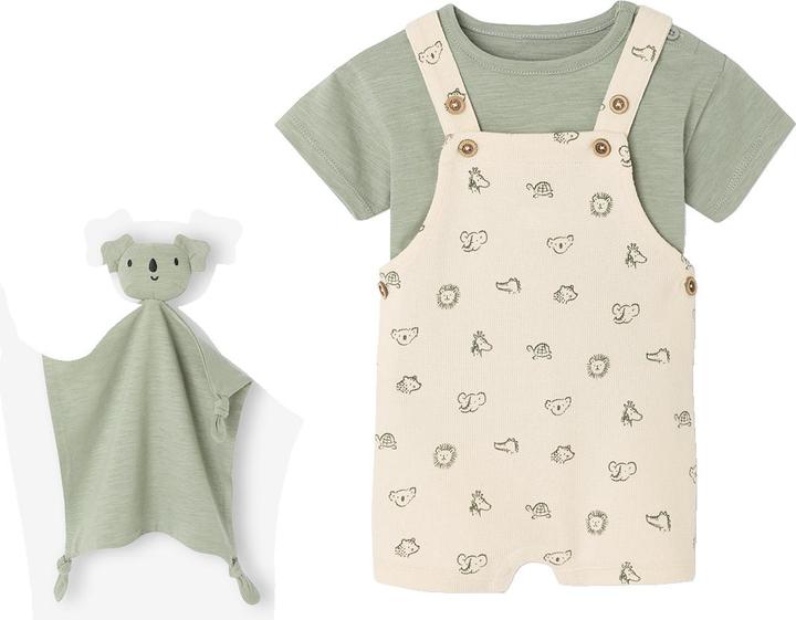 Actual product image Vertbaudet Baby Geschenk-Set: T-Shirt, Latzshorts & Schmusetuch (74)