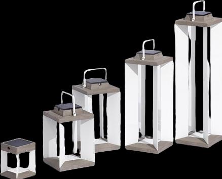 Actual product image Les Jardins Lanterne solaire Teckalu en teck et alu blanc ht 90cm TECKA98