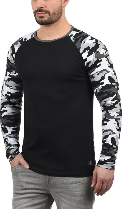 Actual product image Solid Cajus Men's Camouflage Long Sleeve T-Shirt Top With Crew Neck Made Of 100% Cotton With Pattern (L)