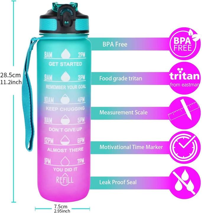 Image du produit ASMI Gourde anti-fuite avec design dégradé 1000 ml (1 l)