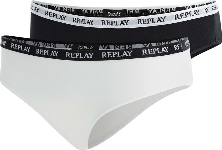 Replay Unterhose Damen-Slip mit Logo-Bund 2er Pack (S, 2er Pack)