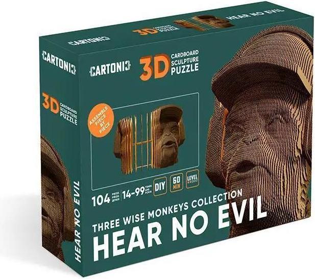 Actual product image Cartonic Monkey ""Hear No Evil"" - 3D cardboard model