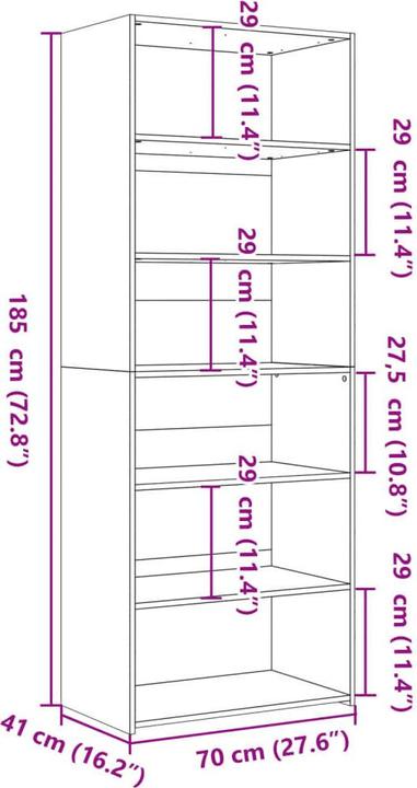 Produktbild VidaXL Highboard (70 x 41 x 185 cm)