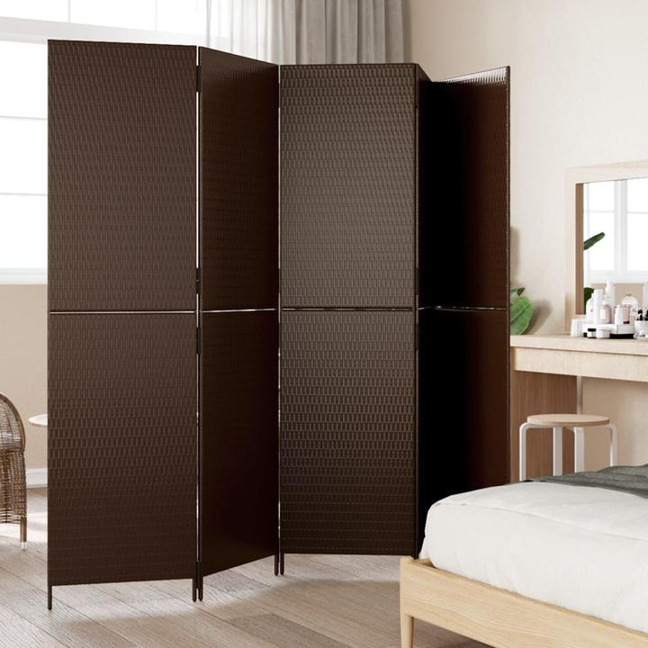 Produktbild VidaXL Paravent 5-tlg. Braun Poly Rattan,Farbe: Braun,Material: Poly