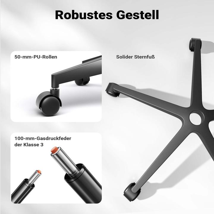Produktbild Wiltec Ergonomischer Bürostuhl Lendenwirbelstütze 120kg Schreibtischstuhl