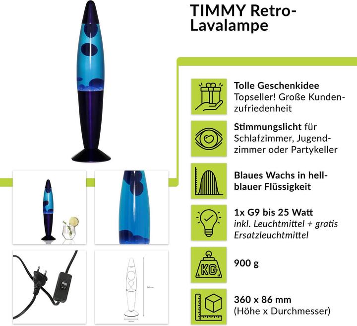 Actual product image Licht-Erlebnisse Lava lamp Timmy (G9)