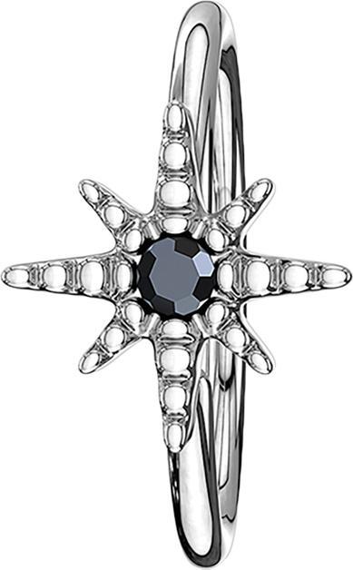 Star Piercing Micro Piercing Ring silber Seestern Kristall schwarz (Messing)
