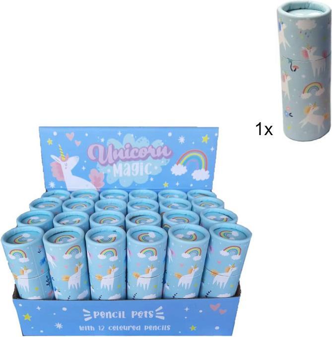 Image du produit Puckator Pot à crayons Licorne magique avec 12 crayons de couleur (Multicolore, 12 x)