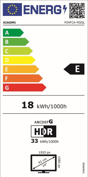 Energy Label Xiaomi Gaming Monitor G24i EU (1920 x 1080 pixels, 23.80")