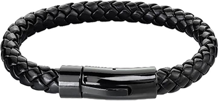 Star Piercing Kunstlederarmband schwarz mit Verschluss schwarz (20.30 cm, Chirurgenstahl 316L, Kunstleder, ohne Messing)