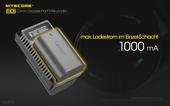 Actual product image Nitecore UCN3 Pro Compacte Dubbel Lader voor Canon LP E6 (N) met USB (Camera battery charger)