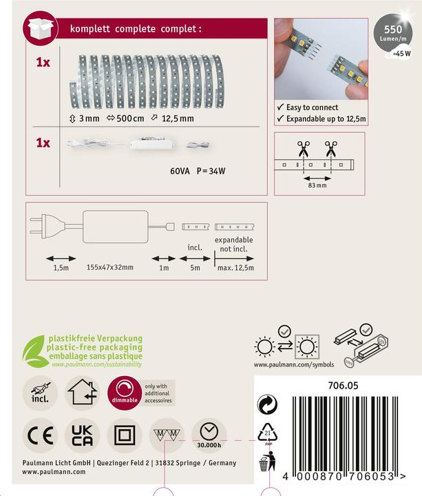 Actual product image Paulmann MaxLED 500 Stripe Set (Daylight, 500 cm, Indoor)