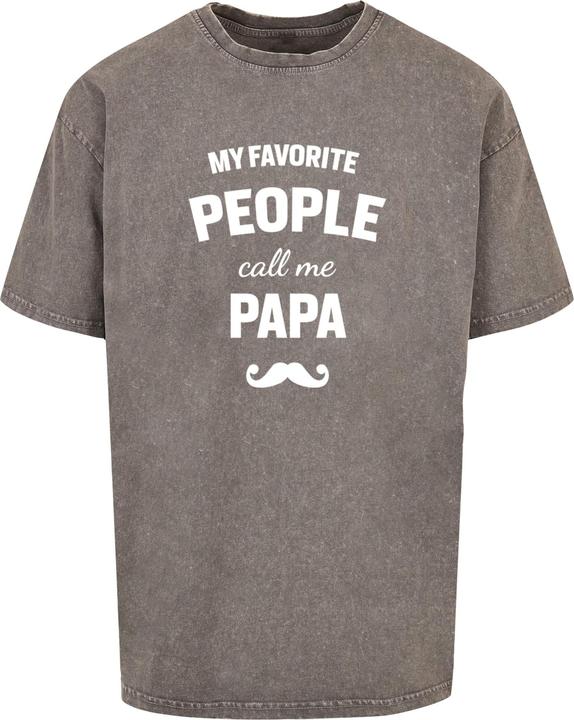 Merchcode Fathers Day - My Favorite People Call Me Papa Acid Washed Heavy Oversized Tee - 112805 (L)