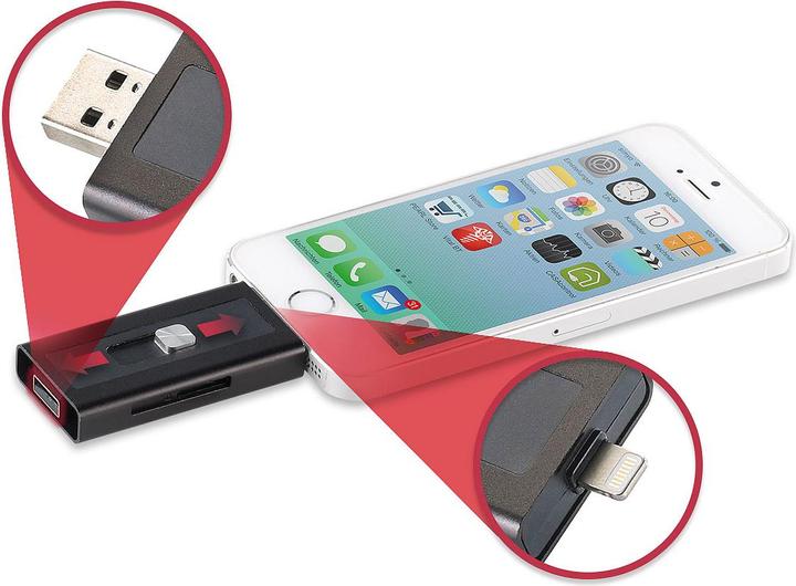 Actual product image Callstel microSD memory expansion for iPhone & iPad (Lightning, USB-A)