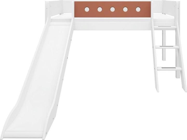Actual product image Flexa Half height bed White with slide and sloping ladder (90 x 200 cm)