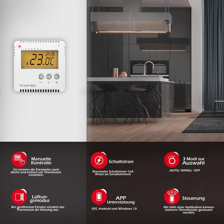 Actual product image Elektrobock EB PT14-PW - WLAN Raumthermostat