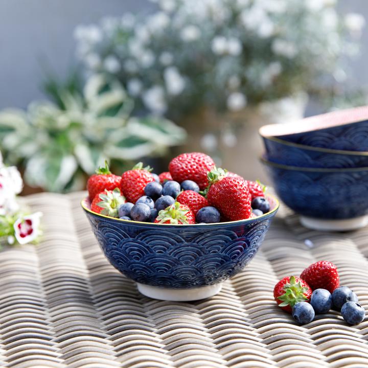 Produktbild Kitchen Craft KitchenCraft Glazed Stoneware Bowl, Blue Arc, 15.5x7.5cm, Labelled (15.50 cm, 1.85 l, 1 x)