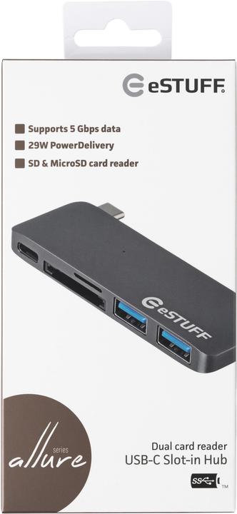 Immagine prodotto eSTUFF Hub USB Type-C con slot (USB-C, 3 Porti)