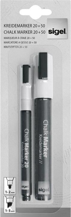 Sigel Kreidemarker 20+50 2 Stück, weiss (Blanc, 5 mm, 2 x)