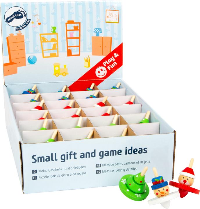 Actual product image small foot Christmas spinning top display