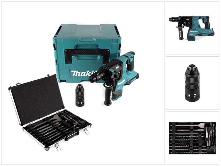 Makita DHR 281 ZJ Tassellatore a batteria 2x 18 V / SDS-PLUS in valigetta Makpac + Set di 17 punte (Batteria ricaricabile)