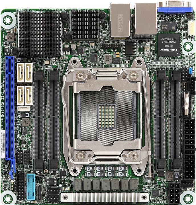 Actual product image AsRock Mainboard C422 WSI&frasl IPMI - Mainboard - Intel Socket 2066 (Kaby Lake X) (LGA 2066, Intel C422, Mini-ITX)