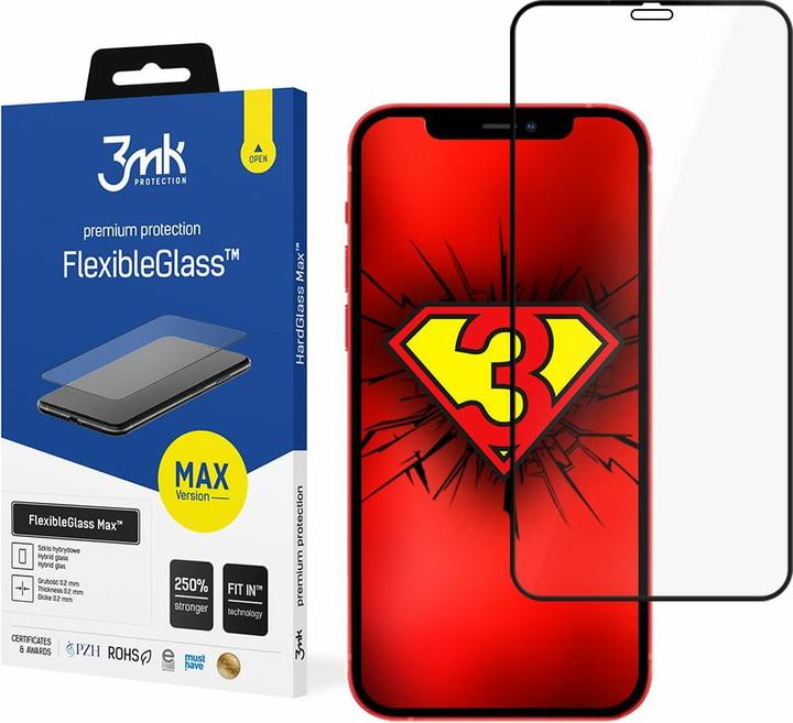 Image du produit 3MK hybrid glass Flexible 2.5D Max for iPhone 12 / 12 Pro black frame (1 pièce(s), Apple iPhone 12, Apple iPhone 12 Pro)