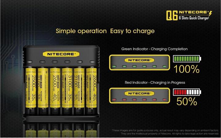 Immagine prodotto Nitecore Q6 6-Schacht-Ladegerät (1 pz., 14500, 16340, 18650, 26650, Accumulatore di carica elettrica)