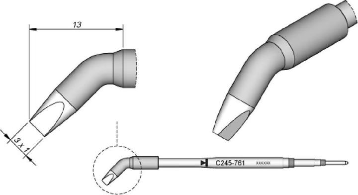 Produktbild JBC Lötspitze Serie C245 Meisselform, C245761/3,0 x 1,0 mm, gebogen
