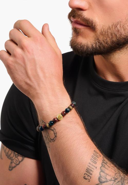 Immagine prodotto Thomas Sabo Bracciale con perle occhio di tigre placcato oro (19 cm, Argento 925, Doratura in oro giallo 750)