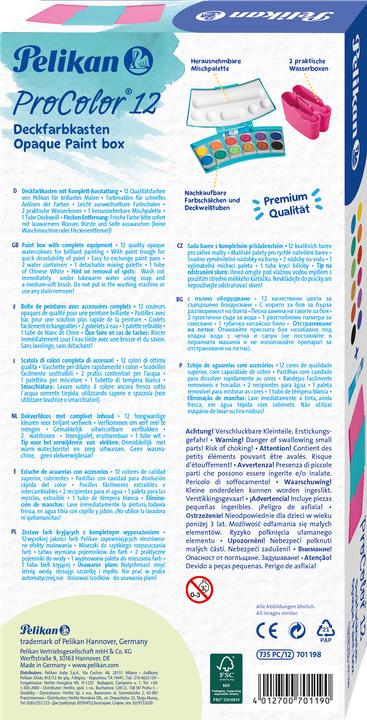 Actual product image Pelikan Fluorescent Paint Opaque Paint Box 12 Colours, Turquoise and Pink (Turquoise, Pink, 12 ml)