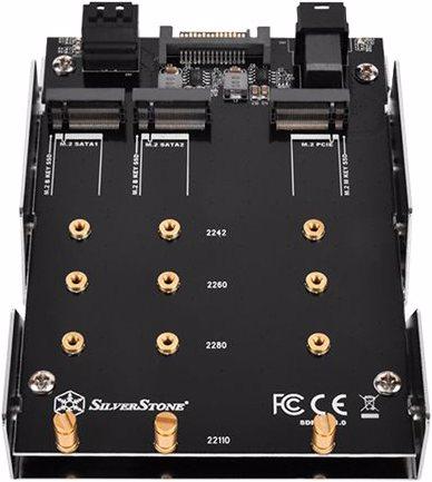 Actual product image Silverstone SDP12 - Drive bay adapter - 3.5" to 3 x M.2 (8.9 cm to 3 x M.2)