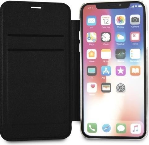 Immagine prodotto Karl Lagerfeld KLFLBKPXKSB Custodia per iPhone X/Xs in acciaio/nero Signature Glitter (Apple iPhone XS, Apple iPhone X)
