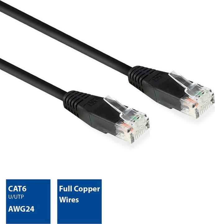 Immagine prodotto Nero 10.0 metri U/UTP, cavo patch CAT6 con connettori RJ45 (U/UTP, CAT6, 10 m)