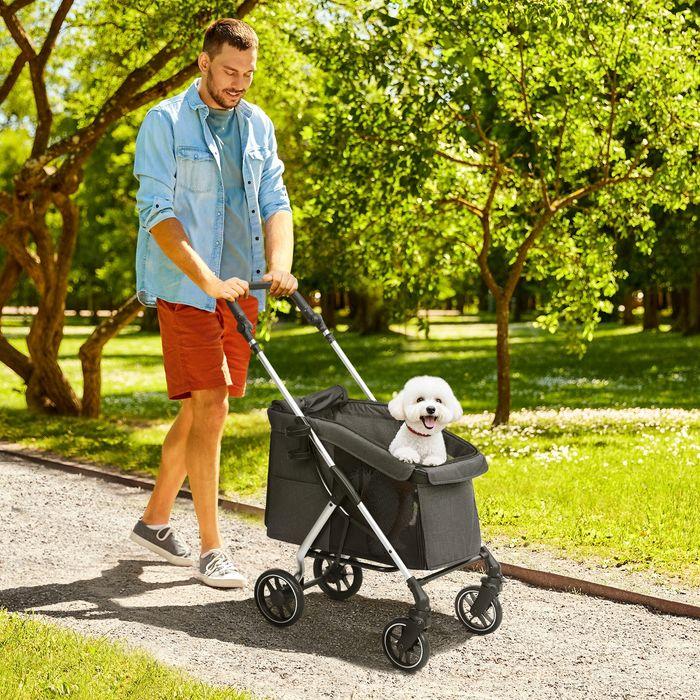 Image du produit Swisshandel24 Hundewagen Hundebuggy klappbar für Hunde & Katzen bis 10 kg Katzenbuggy, grau (Chat, Chien, Pliable, Lavable, Respirant)