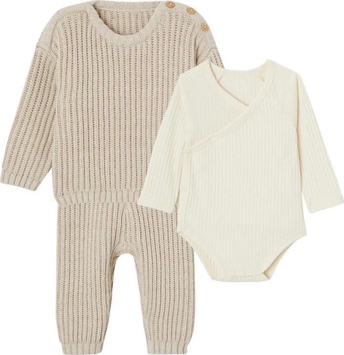Actual product image Vertbaudet Unisex Baby-Set: Pullover, Strickhose & Wickelbody (56)