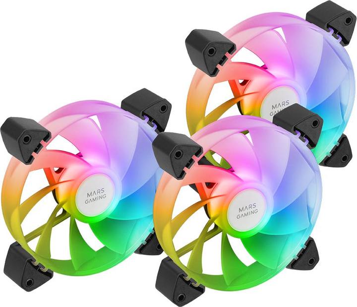 Mars Gaming Lot De 3 Ventilateurs Boitier Mf-3ar RGB - 12cm (Noir) (120 mm, 3 x)