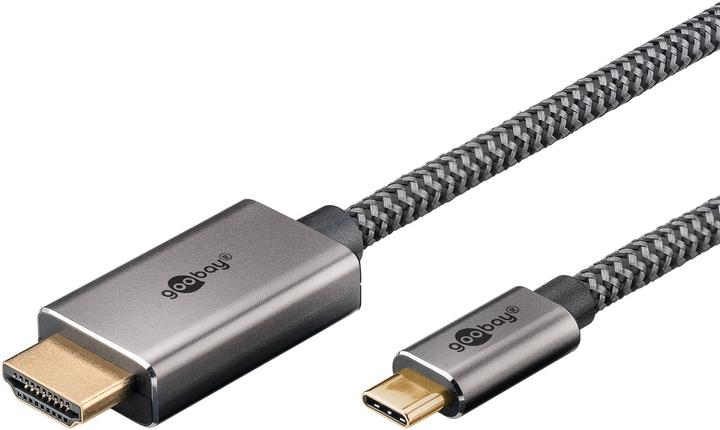 Immagine prodotto Goobay USB-C-auf-HDMI-Textilkabel 4K @ 60 Hz, 1 m, schwarzsilber (1 m, USB tipo C)
