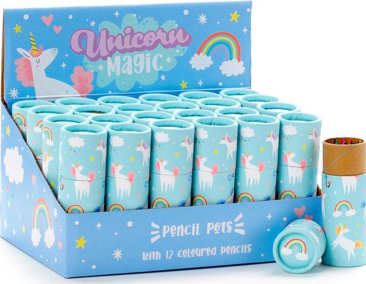 Image du produit Puckator Pot à crayons Licorne magique avec 12 crayons de couleur (Multicolore, 12 x)