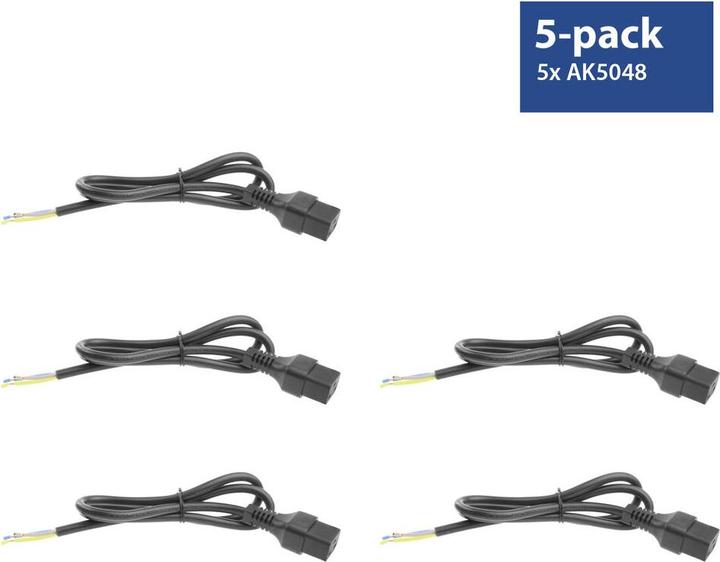 Immagine prodotto Cavo di alimentazione C19 IEC Lock - estremità aperta nera 2 m, PC1174, confezione da 5 pezzi (2 m)