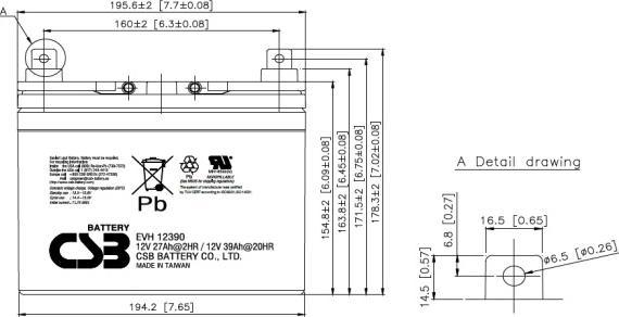 Image du produit CSB Battery Batterie au plomb EVH 12390 (12 V, 39000 mAh)