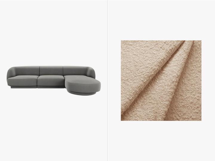 Actual product image Micadoni Boucle Right Corner Sofa, "Miley", 4 Seats, 255x156x70 Made in Europe (Corner sofa)