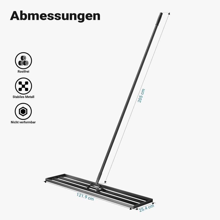 Produktbild Wiltec Aluminium Rasenrakel 121,9x25,4cm Stiel Sanden Levelingrake Flächenebner