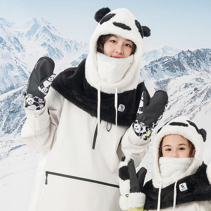 Actual product image Qunature The others Panda Heat Transfer Ski Gloves Kids Size S - Black/White (S)