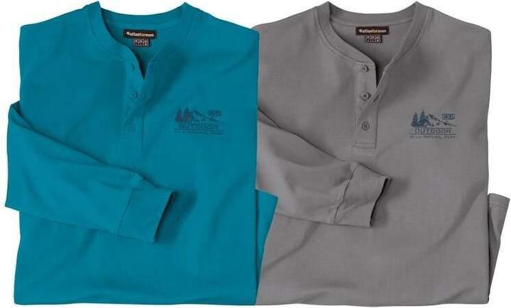 Atlas For Men TShirt HenleyKragen (2erPack) (L)