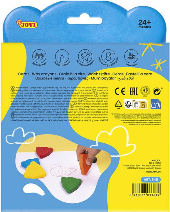 Image du produit Jovi L'OURS MAGIQUE crayons de cire 8 couleurs de base en forme d'ours (Multicolore, 8 x)