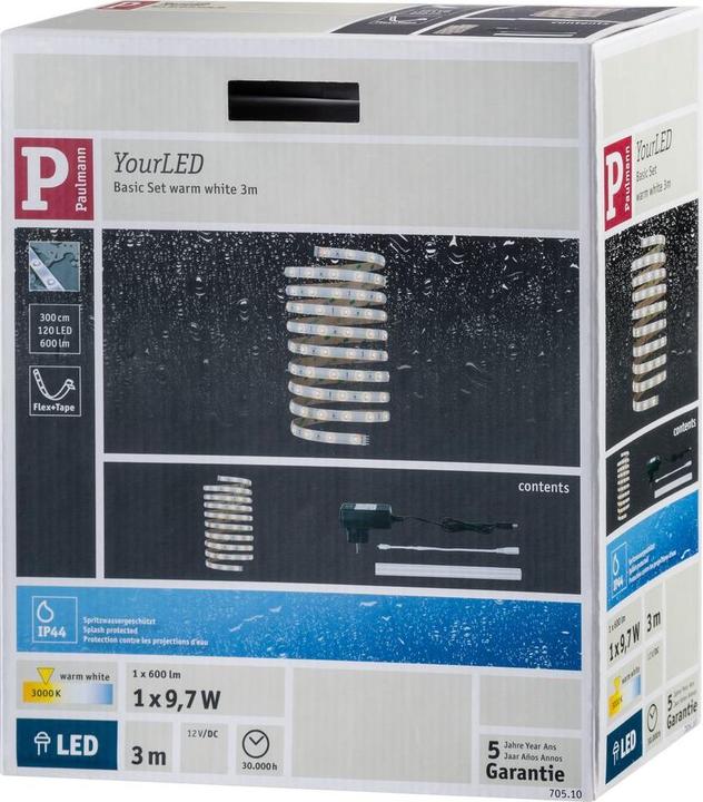 Actual product image Paulmann LED Stripes YourLED IP44 3m Start (Warm white, 300 cm, Indoor)
