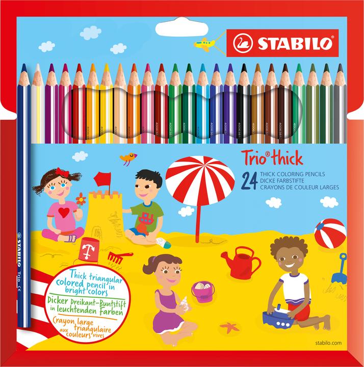 STABILO Trio dick Dreikant-Buntstift (Mehrfarbig, 24 x)